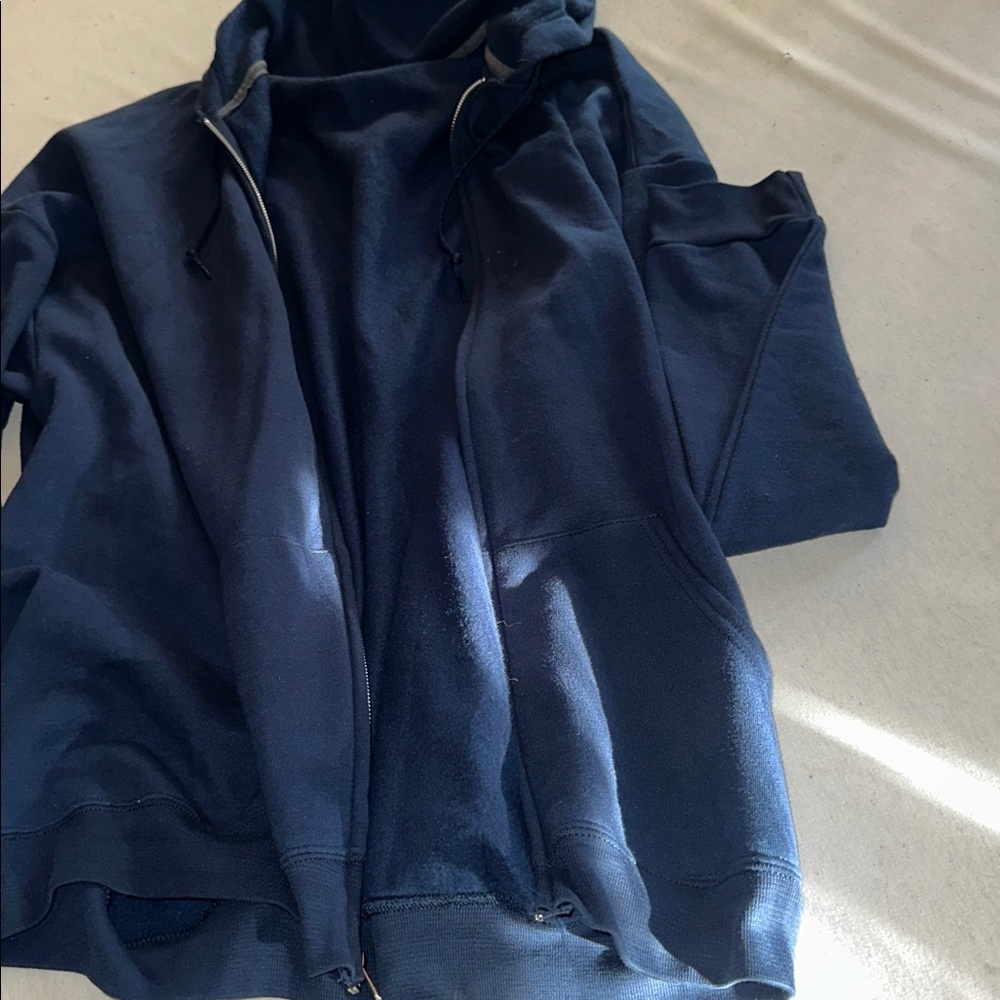 Mens Size 3XL Fruit of the Loom Dark Blue Full Zip Hoodie.